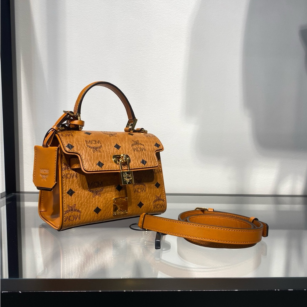 MCM Cognac Visetos Satchel